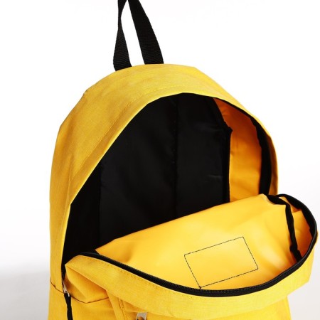 School backpack from textiles on lightning, external pocket, yellow color-5