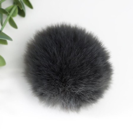 Pompon artificial fur "gray" d = 7 cm