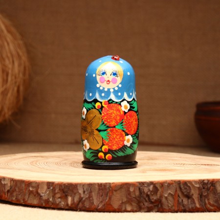 Matryoshka 5-doll "holiday blue" with God's cow 10-11 cm-2