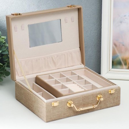 Casket to the leatherette for jewelry "Mokko" combined suitcase 8x18x23 cm-1