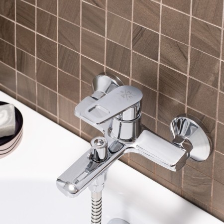Bath mixer "RMS" SL134-009E, spout 100 mm, shower set, brass, chrome-2