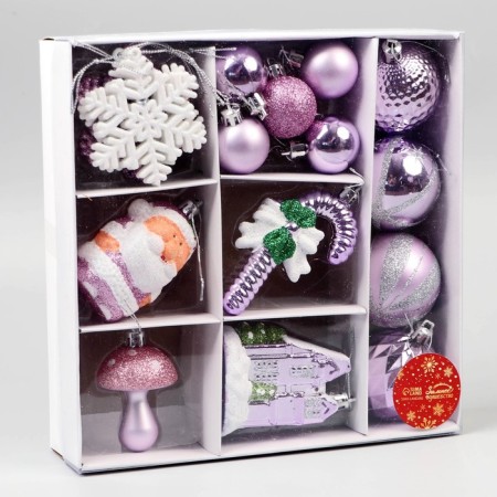 Set of jewelry plastic 20 pcs "Festive" Lilac white-1