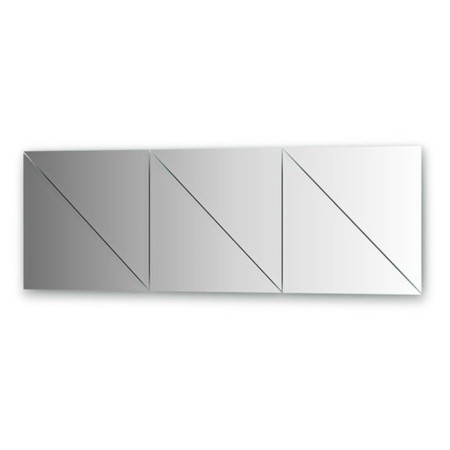 Mirror tiles with fedet 15 mm, - set 6 pcs Triangle 40 x 40 cm, EvoForm silver