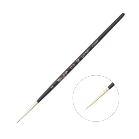 Synthetic brush, imitation column, round, rubloff series 1S15 No. 00, short black matte handle, yellow clip