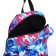 The backpack is waterproof with lightning, 3 pockets, blue/pink color
