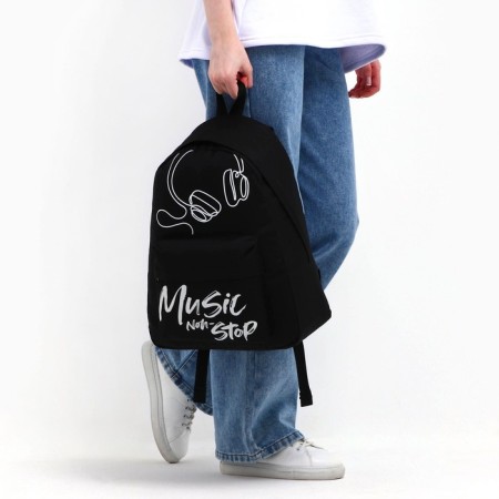 School backpack, lightning department, external pocket, black color-8