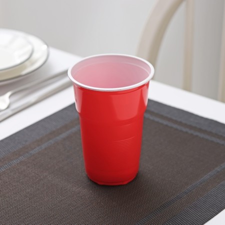 Glasses of plastic disposable “torch Extra”, 500 ml, in a set of 10 pcs, color red-white-1