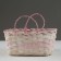 Wicker basket, d25 x 18 x 11/19 cm, pink, bamboo