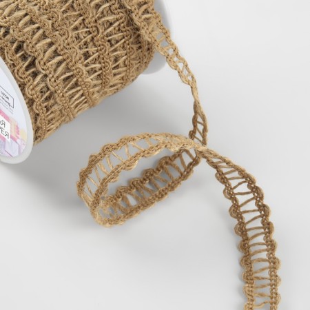 Weekes decorative canvas "Sig-zag", 12 mm, 10 ± 0.5 m, beige color-2