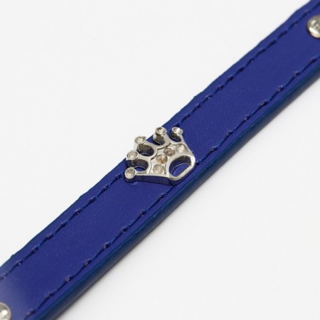 Collar "crown" with metal decor and rhinestones, 36 x 1.4 cm, Osh 24-31, blue-3