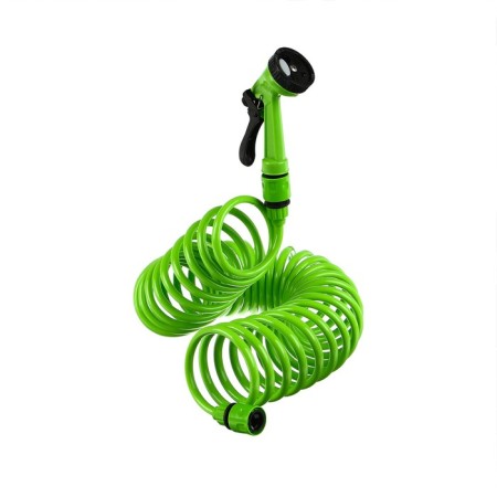The spiral watering spiral, 10 m, fast -fast, with a watering gun and a fitting, green, Greengo-1