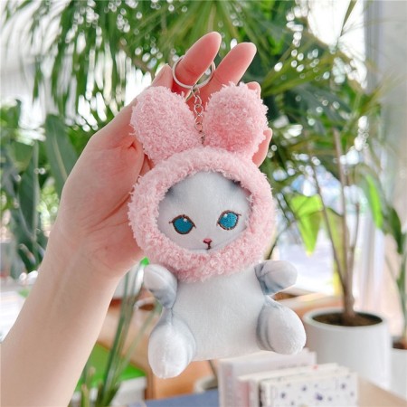 Soft toy "Kitik", in a costume bunny, on a key fob, 11 cm, color mix-5