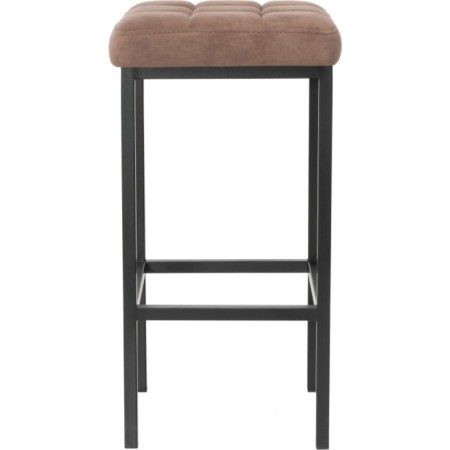 Stool Bar loft Metal/fabric, black/brown 35x35x65 cm-2