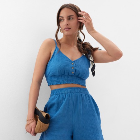 Top shortened female mist muslin size m, col. blue