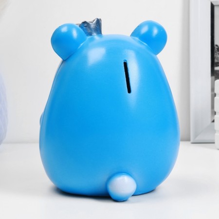 Piggy bank "Bear with the crown" Blue, 17cm-2