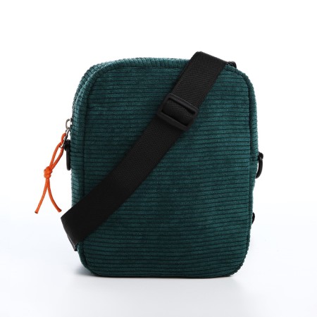 Youth bag with zipper, external pocket, green color-3