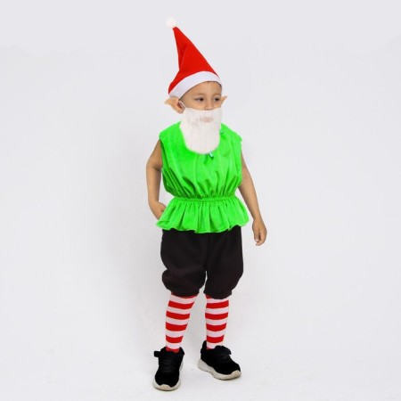 Carnival costume "Dwarf Kuzya" vest on the backstage, bermuda, beard, cap, ears, golfs, river 28, height 98-100 cm