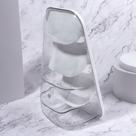 Organizer for storing cosmetic supplies, 3 sections, 16.2 × 13.5 × 33.5 cm, white/transparent color-5