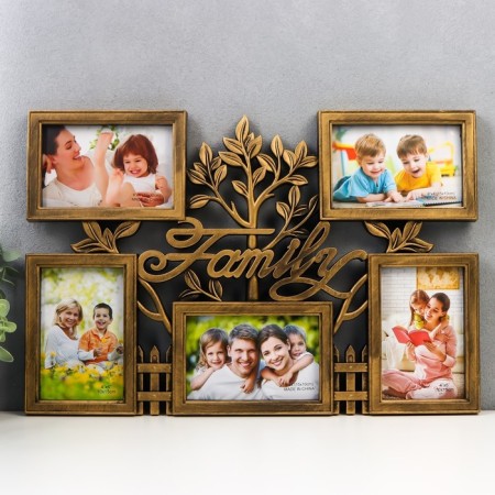 Photo frame plastic in 5 photos 10x15 cm "Family tree" Gold 49.5x33.5 cm
