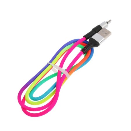 Luazon cable, microUSB - USB, 2 A, 1 m, nylon braid, multi -colored-3