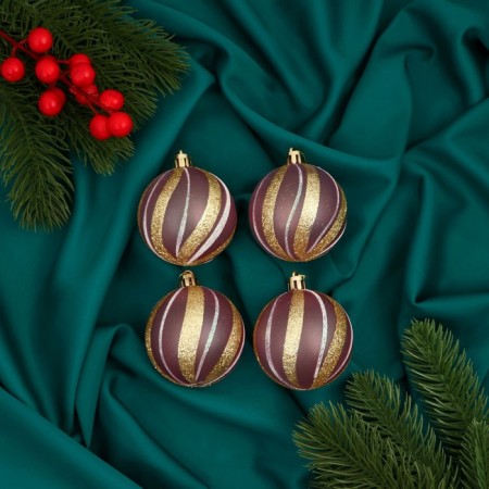 Set of balls plastic D-6 cm, 4 pcs "Arian" golden-pink
