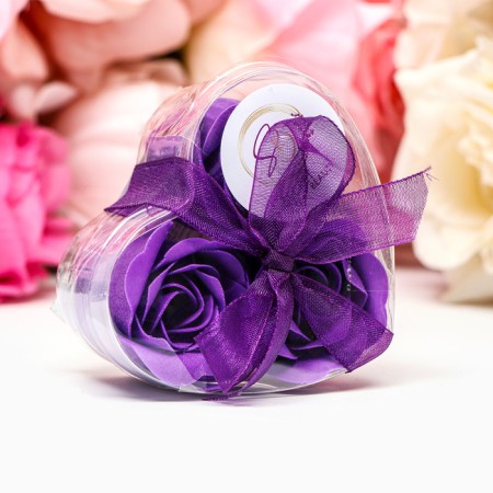 Soap roses, purple, set 3 pcs