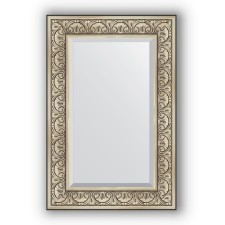 Mirror with fatset in the baguette frame - Baroque silver 106 mm, 60 x 90 cm, evoForm