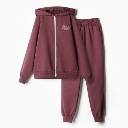 Kit for girls (sweatshirt, trousers), purple color, height 146 cm