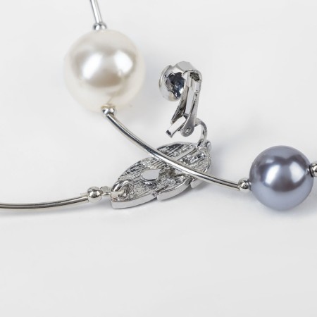 Beads "Fleur" balls, white-gray color in silver, adjustable length, No. 12, beads No. 16, No. 20, 40 cm-2