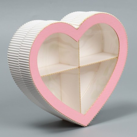 Gift box, confectionery packaging "Heart", pink 18 x 16.5 x 5 cm-2