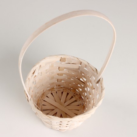 Wicker basket, d13x9xh330cm, white, bamboo-2