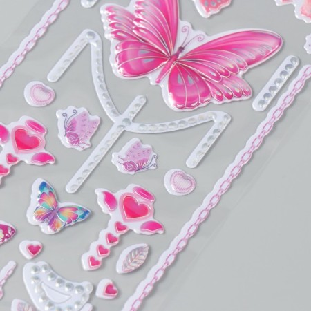 Plastic sticker "Butterflies and beads" mix 26.4x10.4 cm-3
