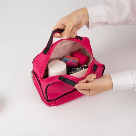 Cosmetic bag, 2 parts on lightning, raspberry color-2