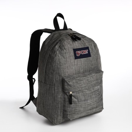 School backpack of textiles with lightning, external pocket, gray color-2