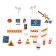 Set of game "Construction equipment", machines 12 pieces, road signs, playing field