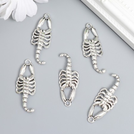 Decor for creativity Metal "Scorpio" silver set 6 pcs 4.1x1.5 cm-1