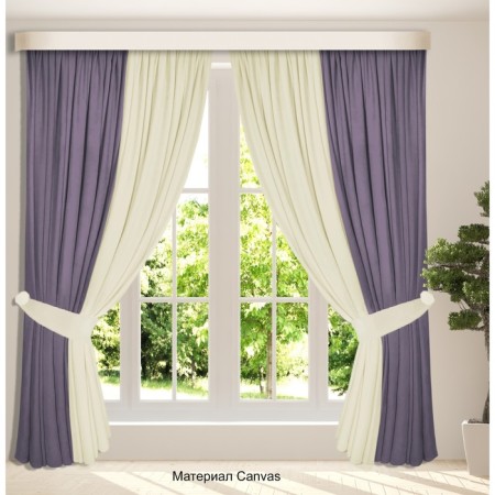 Set of curtains "Canvas", size 200x260 cm, 2 pcs, color violet milk-1