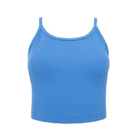 T-shirt shortened female Minaku: Basic Line Blue Color, Rr. 44-5