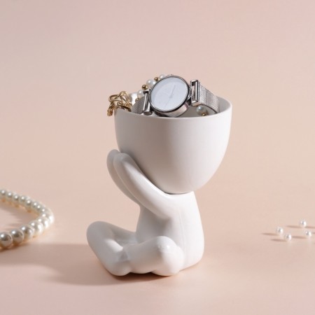 Interior subject "Mr. Green" A lover of silence 9.8*6.7*8 White ceramics-3