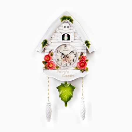 Wall clock, series: pendulum, "Fei Castle", smooth move, 44 x 26 cm