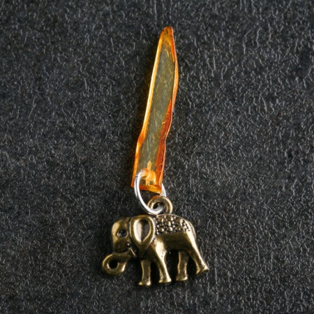 Talisman's keychain "Elephant", brass, amber