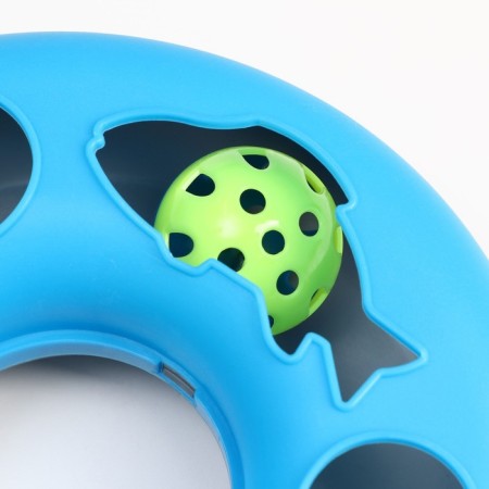 Cat toy "Mysterious Circle - Fish", Mouse on the spring and ball, 23 x 7 cm, blue/gray 79161-5