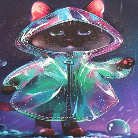 Universal Diary Grade 1-11, 48 sheets "Cat in the raincoat", solid cover of artificial leather, applique, liesse, universal cheat sheet, block 80 g/m2-1