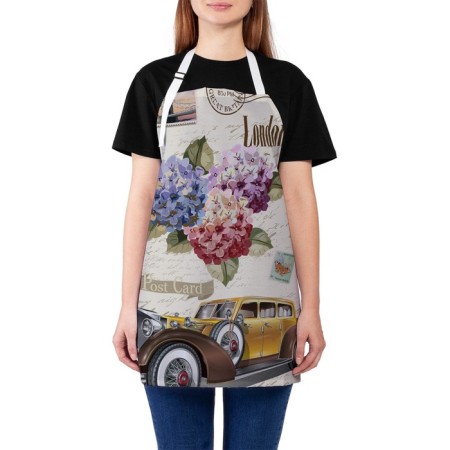 Apron kitchen with a “London” photo print, adjustable, size OS