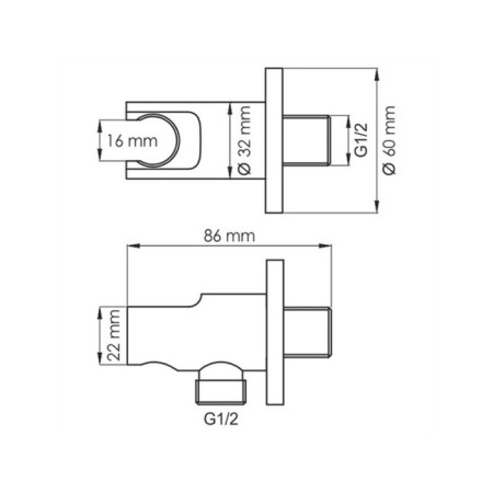 Wasserkraft A083 wall holder, black-1