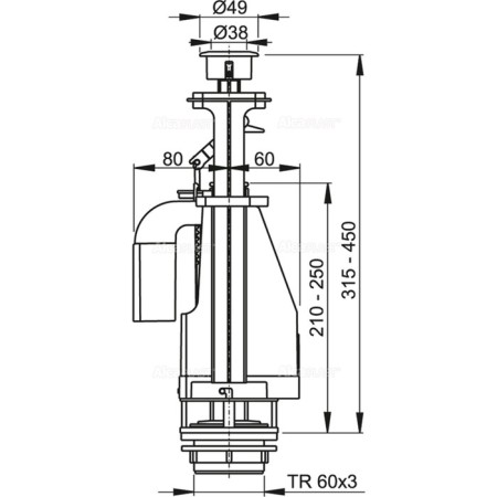 Alcaplast a08a drain mechanism, with a double button-1