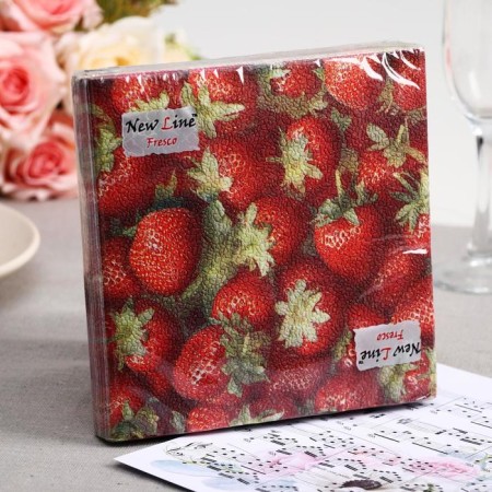 Paper Nev Line Fresco "strawberries", 2 layers, 33*33 cm, 20 pcs.