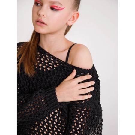 Sweater for girls, height 140 cm, black color-7