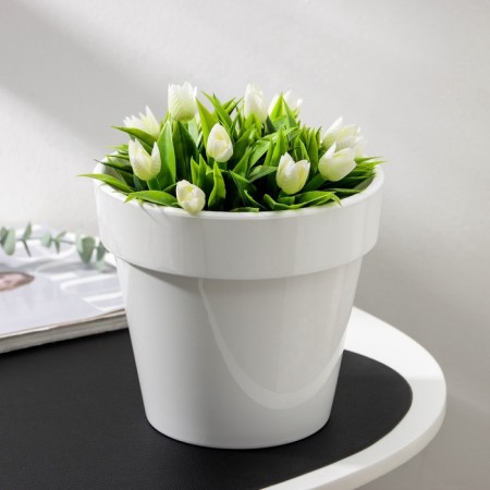Kashpo for flowers with an insert "Porto", 2.4 liters, white color-7