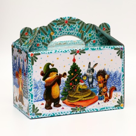 Gift box "Forest guests" New Year's suitcase medium 20 x 12 x 19 cm-2